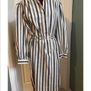 Navy/White Striped Shirt Dress (belt separate)